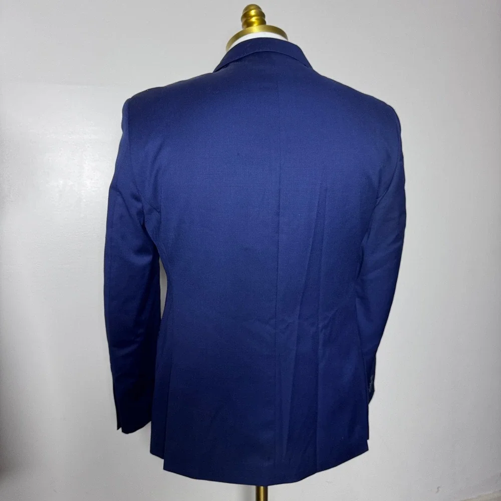 Calvin Klein Suit Mens 40S 32W Blue Solid Slim Fit Two Button Notch Lapel